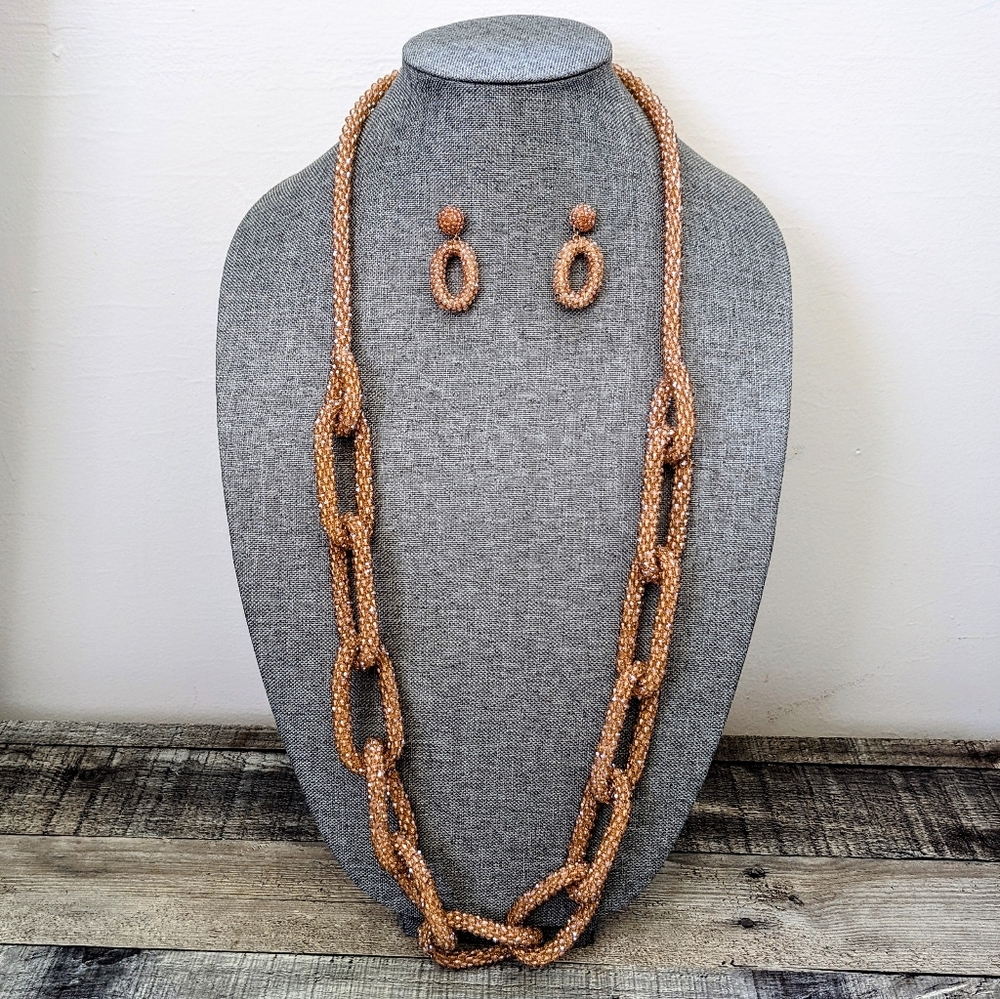 Chico's Long Strand Tan Beaded Necklace